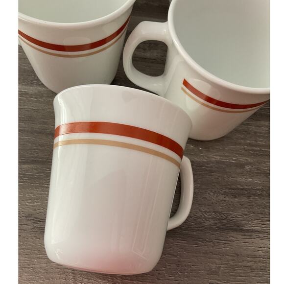 Vintage Corning Ware White 2 Tone Stripe Cup Set of 6 47 - Picture 4 of 5